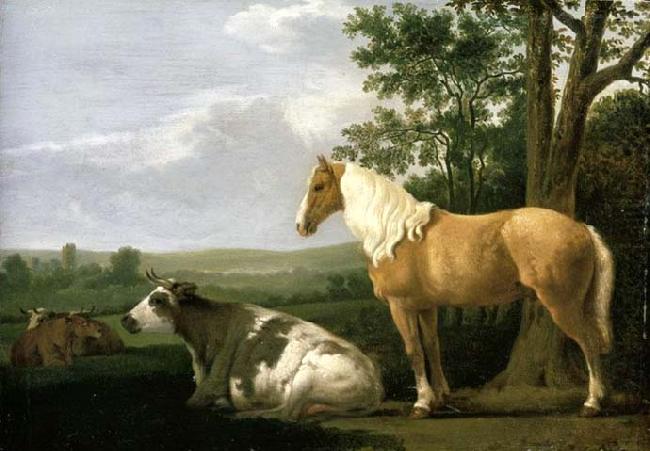 CALRAET, Abraham van A Horse and Cows in a Landscape china oil painting image